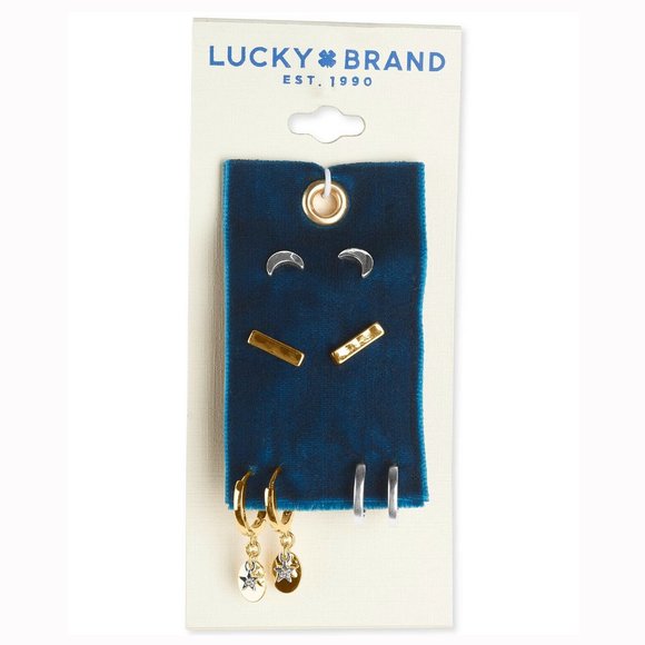 Lucky Brand Two-Tone 4-Pc. Star & Moon Earrings - Picture 2 of 3